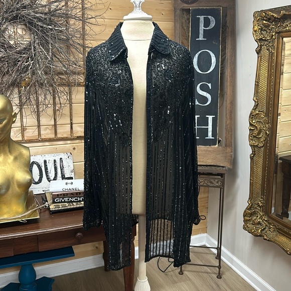 Gorgeous beaded/sequined cardigan/top - Picture 2 of 12
